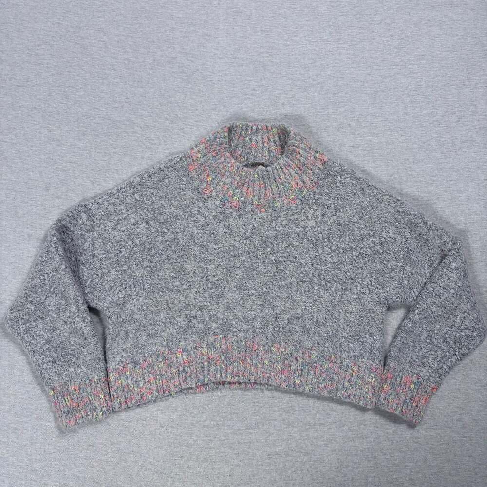 Free People Stardust Pullover Sweater Grey Confetti Speckled Size XS